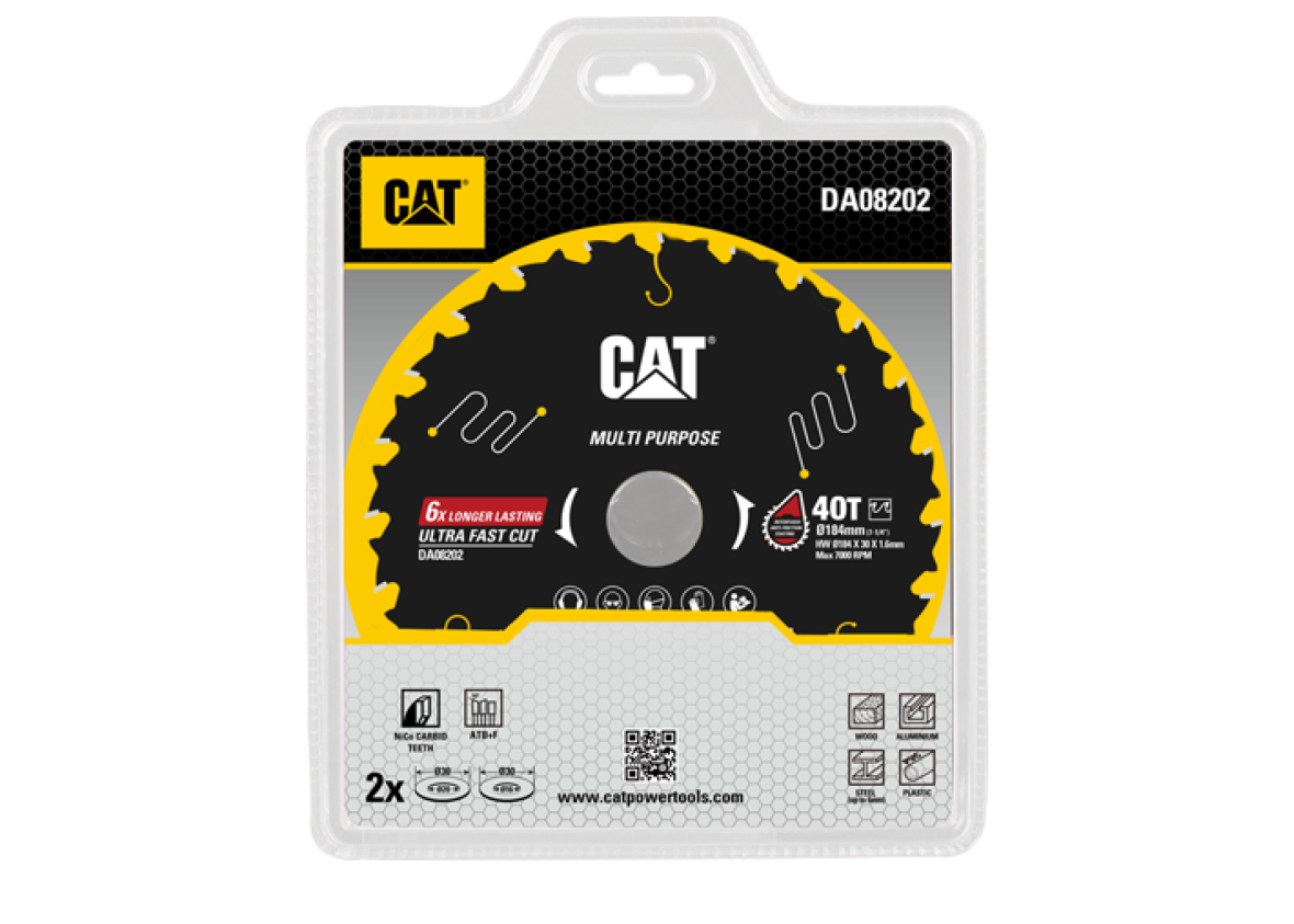Диск пильный универсальный CAT DA08202, TCT, 184×1.5×30 мм, 40 зубьев (1 шт.)