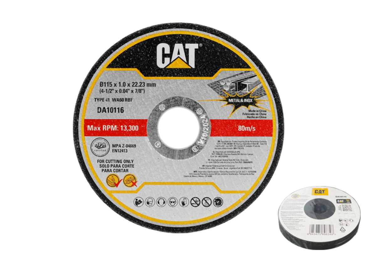 Набор отрезных дисков по металлу и нержавейке CAT DA10115, 115×1,0×22,23 мм (10 шт.)