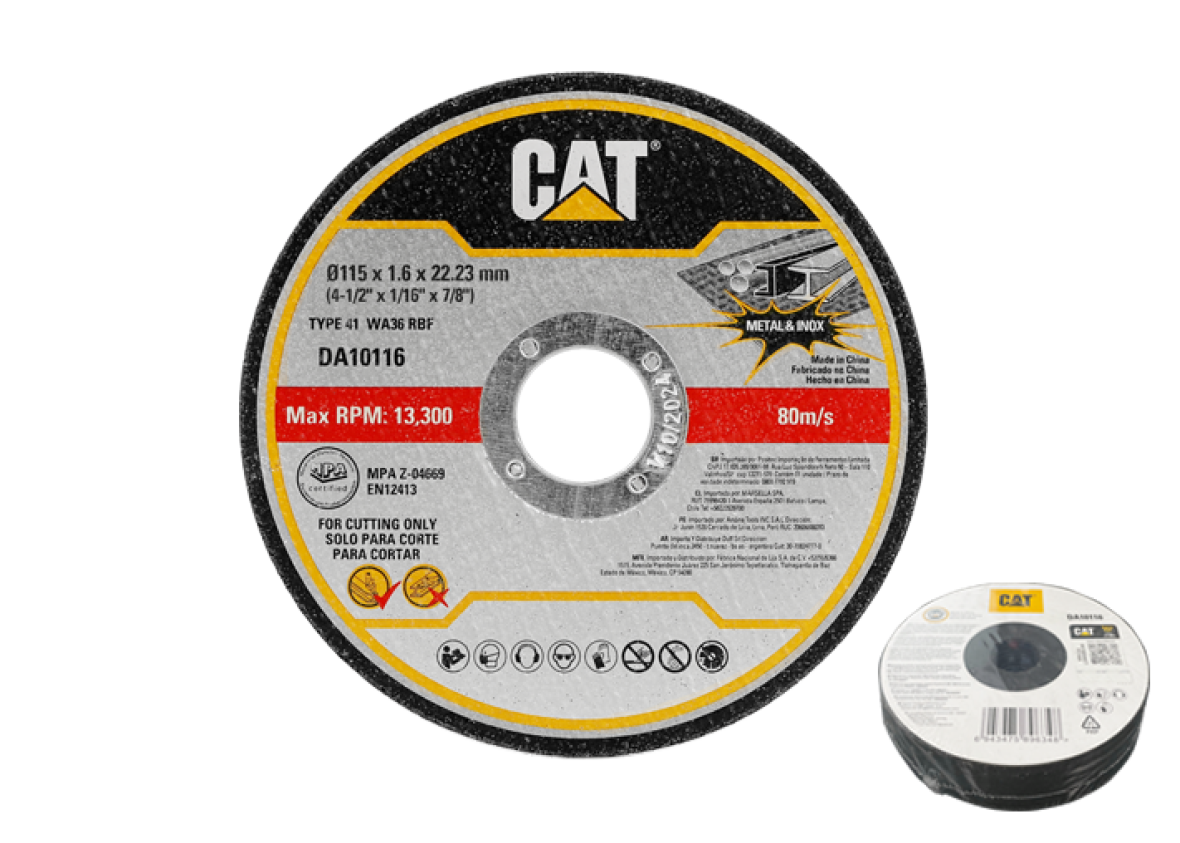 Набір відрізних дисків по металу та нержавійці CAT DA10116, 115×1,6×22,23 мм (10 шт.)